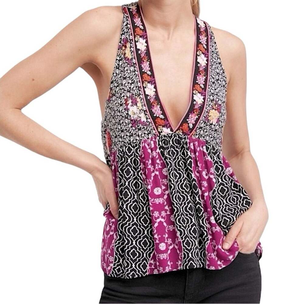 Free People Dream Darlin Tank Bohemian Floral Perfect for Festivals Size Small